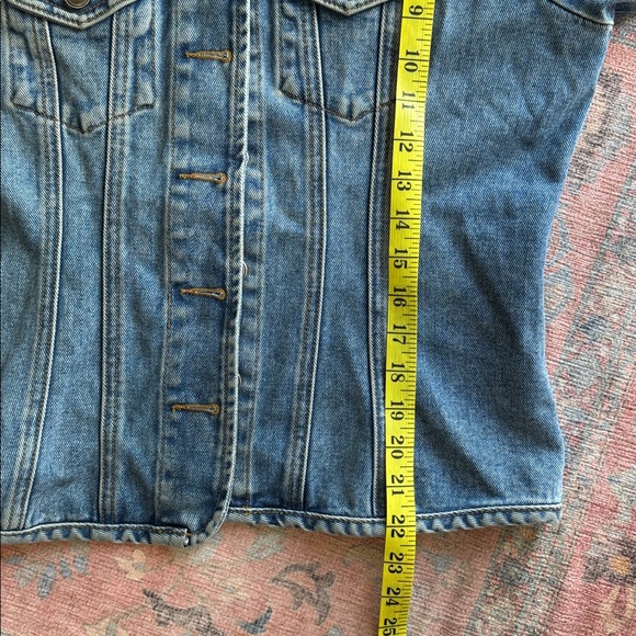 Vintage Faconnable Medium 100% Cotton Fitted Denim Jacket Light Waist Flare - Picture 9 of 9